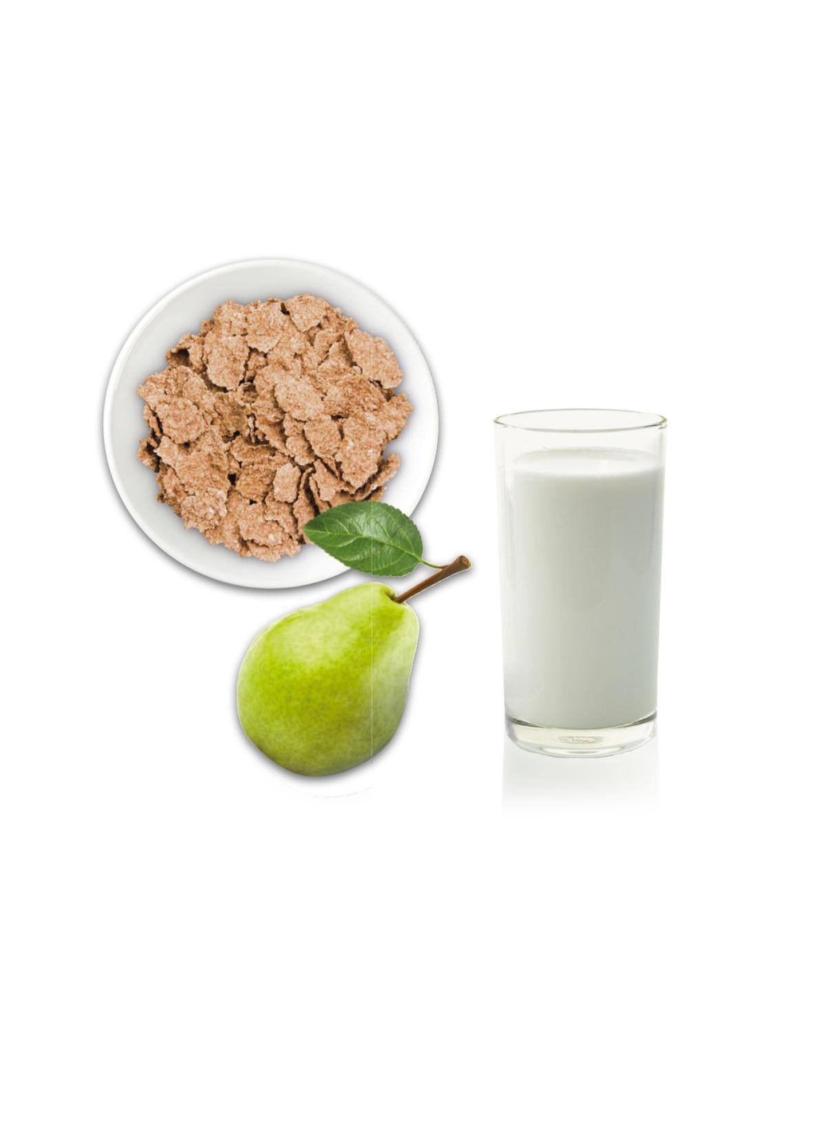 Latte, cereali e un frutto