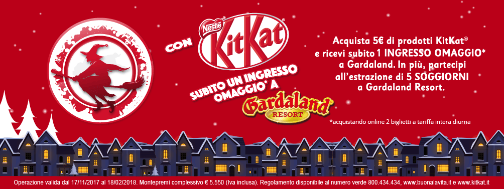 LA BEFANA KITKAT TI PORTA A GARDALAND