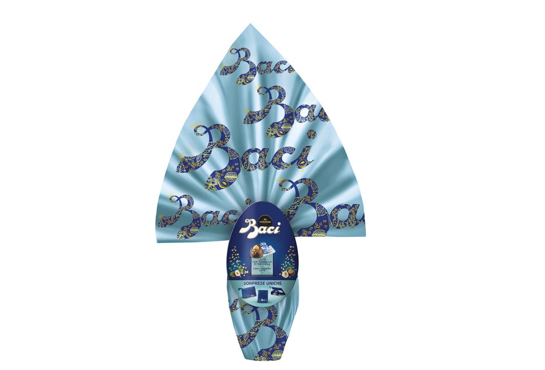 Baci® Perugina® Uovo di cioccolato al latte con granella di nocciole con sorpresa a marchio Baci® e Baci® Perugina® al Latte Baci® Perugina® Uovo di cioccolato al latte con granella di nocciole con sorpresa a marchio Baci® e Baci® Perugina® al Latte