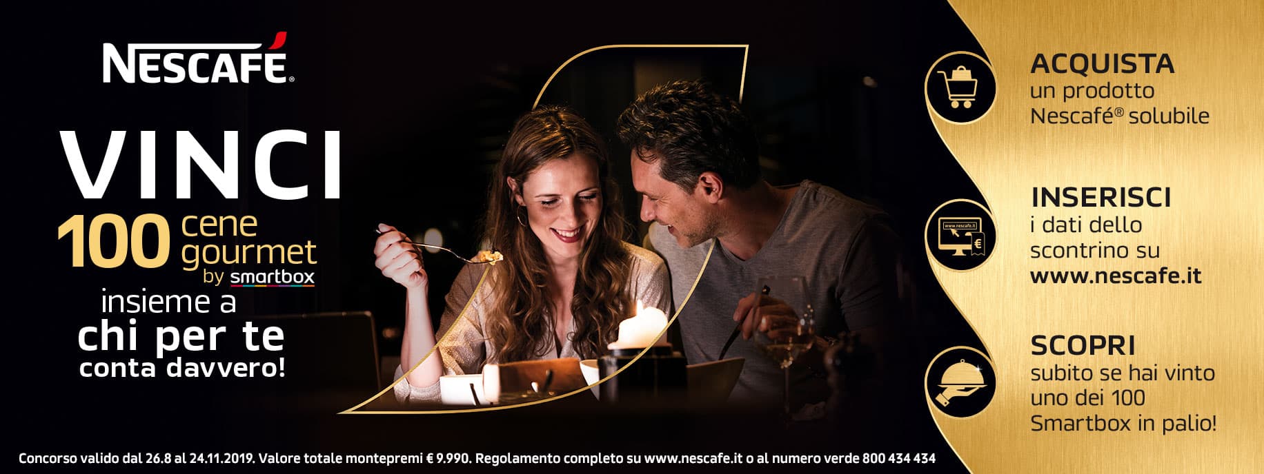 Partecipa al Concorso Nescafé e Vinci 100 Cene Gourmet Come partecipare al concorso Nescafé vinci 100 cene gourmet