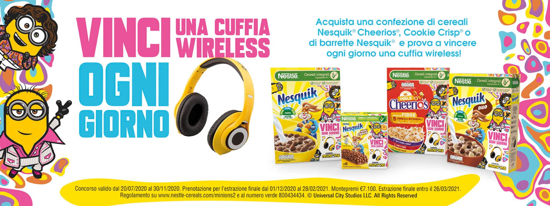 Concorso Nesquik: vinci ogni giorno una cuffia wireless dei Minions