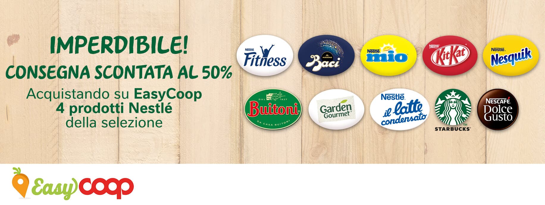 Banner consegna scontata con i prodotti Nestlé in promozione su EasyCoop