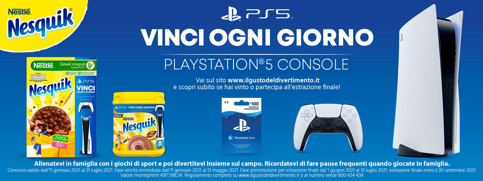 Volantino concorso vinci ogni giorno Playstation® 5 con Nesquik