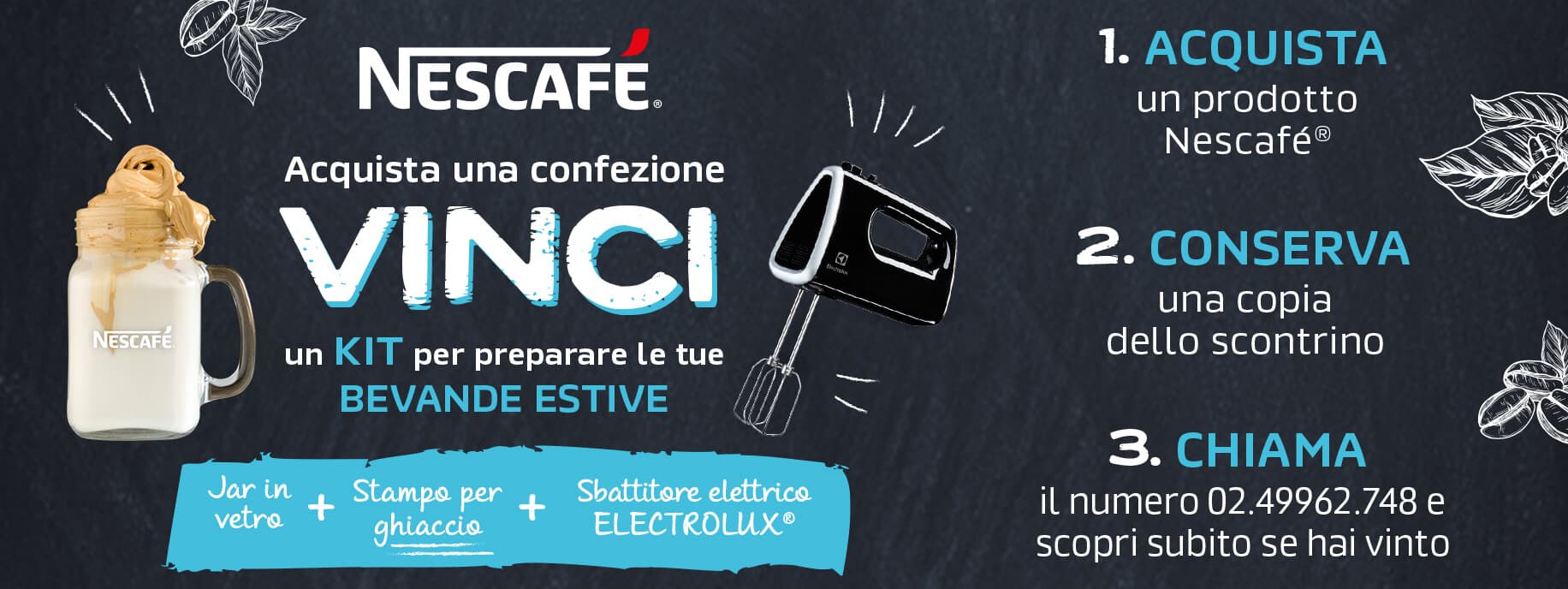 Volantino concorso Nescafé vinci un kit per bevande estive