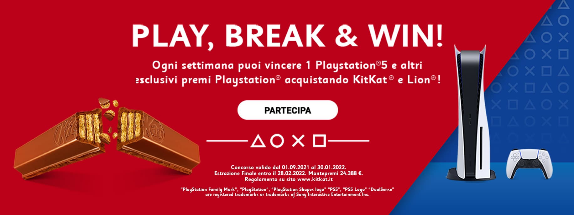 Locandina concorso Kit Kat e Lion dove vincere una PS5