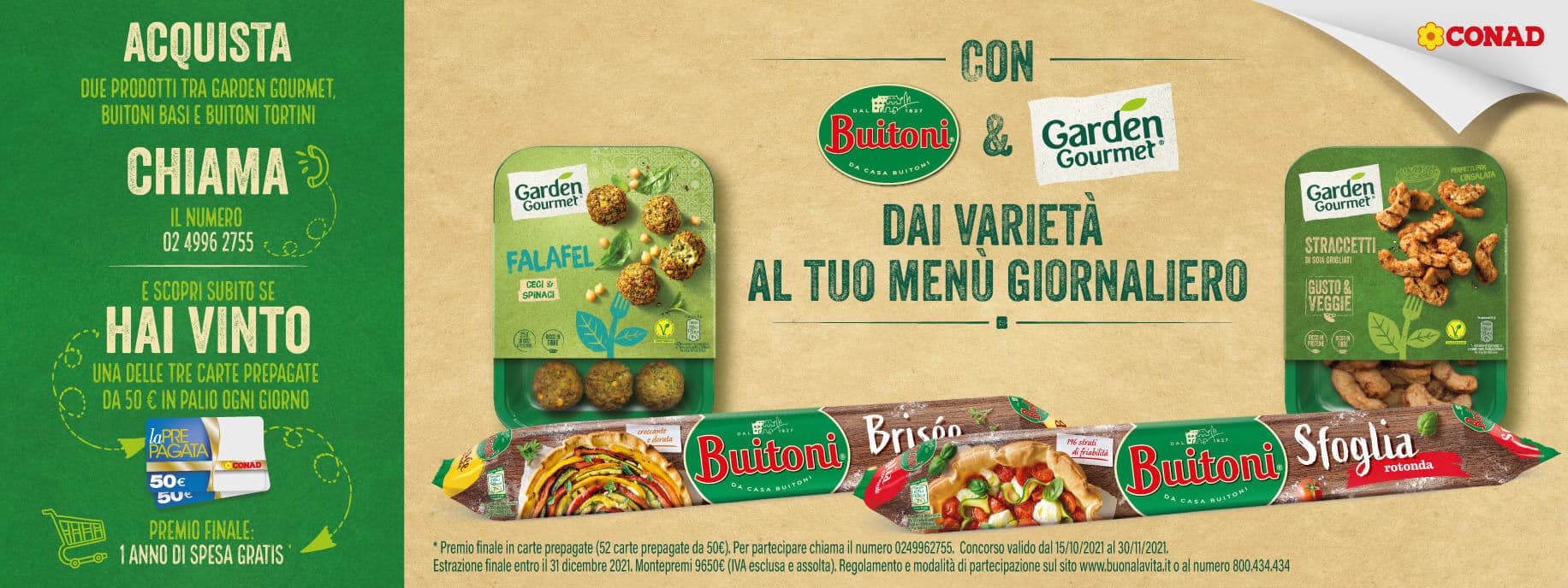 Banner Concorso Buitoni Basi & Garden Gourmet Conad 2021