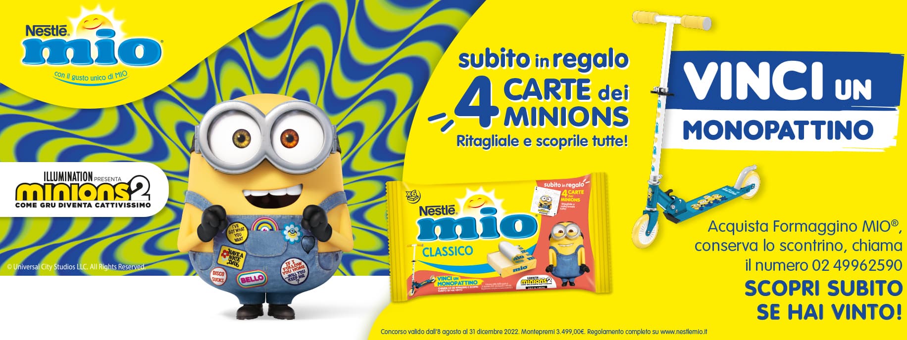 Concorso MIO® Formaggino Minions Vinci un Monopattino Concorso MIO® Formaggino Minions Vinci un Monopattino