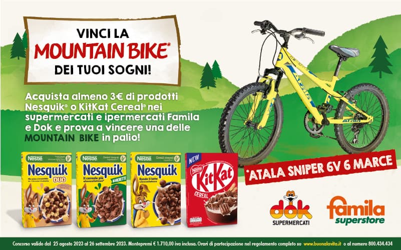 VINCI CON I CEREALI NESQUIK E KITKAT LA BICICLETTA DEI TUOI SOGNI!