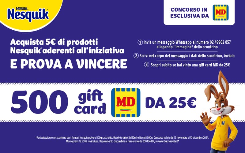 Gioca con Nesquik e vinci ogni giorno una Gift Card 25€ MD Gioca con Nesquik e vinci ogni giorno una Gift Card 25€ MD
