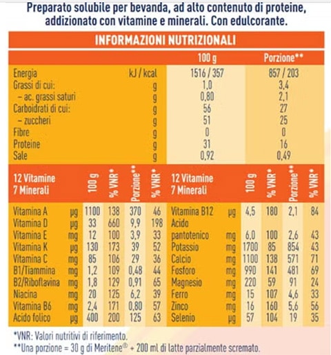 Valori Nutrizionali Vaniglia