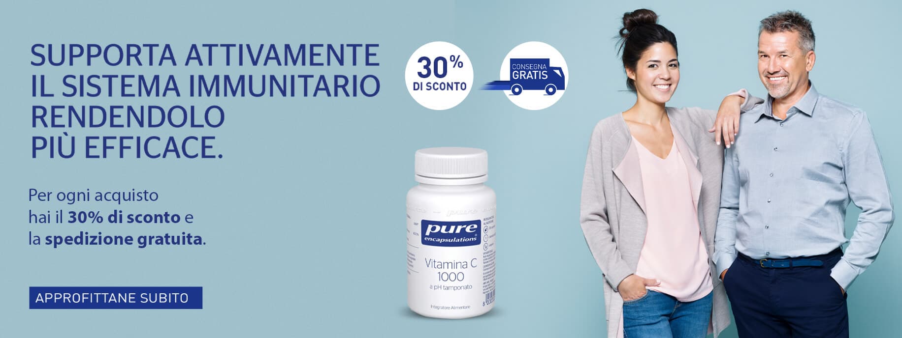 Banner Pure vitamina C per il tuo sistema immunitario