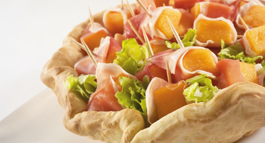 Cestini di parma e melone
