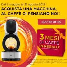 3 mesi di caffè in regalo con Nescafé Dolce Gusto