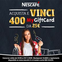 concorso Nescafé di Nestlé: in palio 400 MyGiftcard da 25€ 