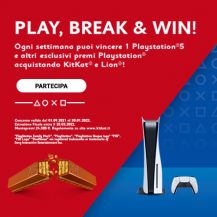 Locandina concorso Kit Kat e Lion dove vincere una PS5