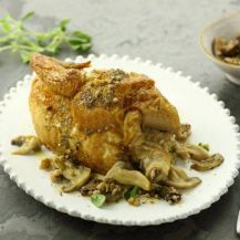 Pollo arrosto con ripieno alla fantasia di funghi