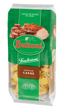 Una confezione dei tradizionali tortellini ripieni di carne Buitoni