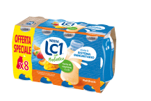 Confezione LC1 multifrutti con probiotico in offerta speciale 8x90g su sfondo bianco