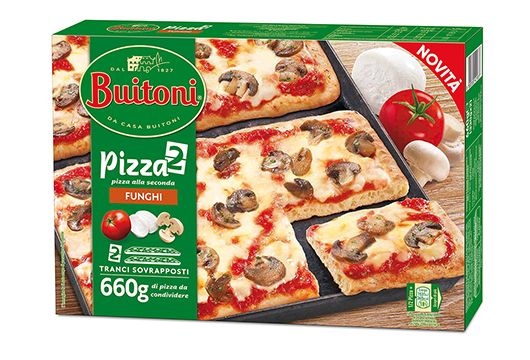 Prova il sapore unico dei tranci sovrapposti Confezione di Pizza alla seconda Buitoni con funghi, salame, pomodoro e mozzarella