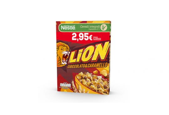 Confezione Cereali Integrali Lion con Cioccolato e Caramello