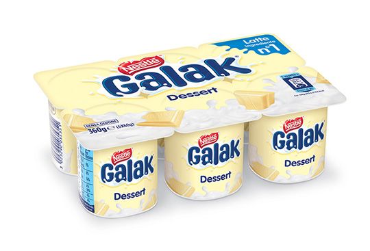 Scopri Galak Dessert al gusto cioccolato bianco Confezione Galak Bianco 6x60g su sfondo bianco