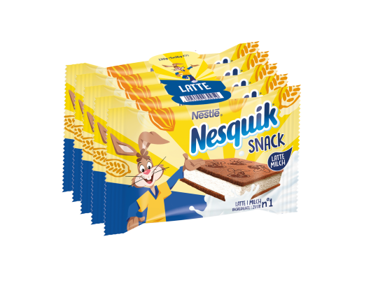 Confezione di Nesquik Snack Latte 5x26g su sfondo bianco