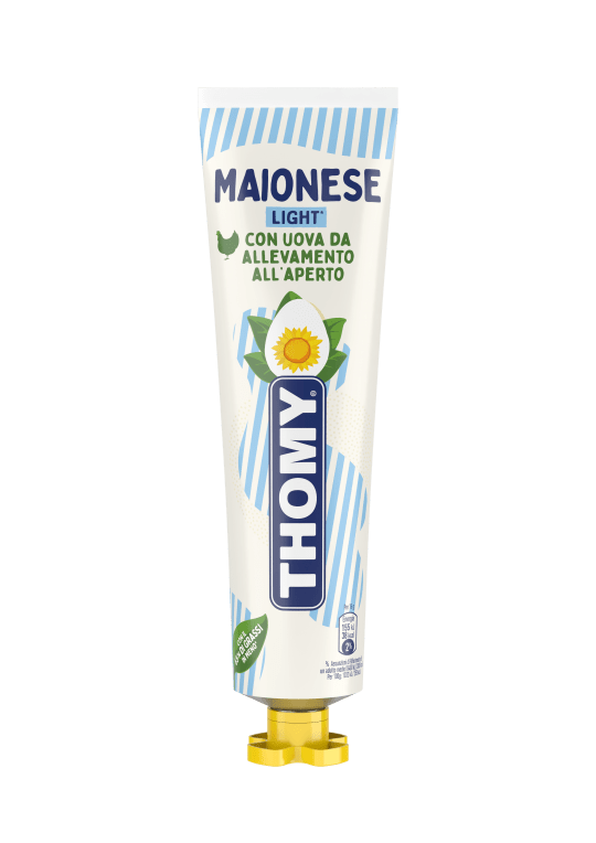 Tubetto di Thomy Maionese Light su sfondo bianco