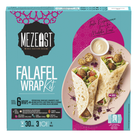 MEZEAST® FALAFEL WRAP KIT Un pacco di Falafel Wrap del marchio Mezeast