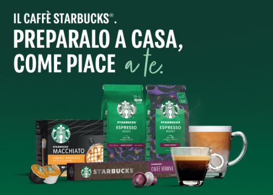 Starbucks at home banner con i prodotti starbucks