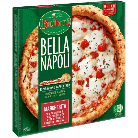 Buitoni® Pizza Bella Napoli Margherita Confezione di pizza Buitoni Bella Napoli Margherita su sfondo bianco