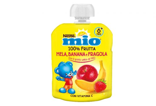MIO Pouch 100% Frutta Mela, Banana e Fragola 90g